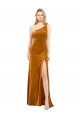 Outlet Sleeveless Stretch Velvet A-Line Gold Evening Dress Canada