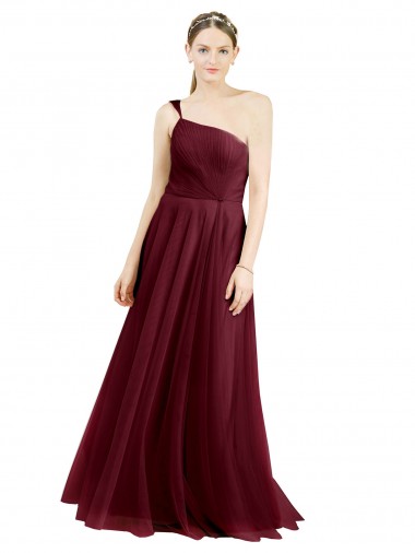 Outlet Sleeveless Tulle A-Line Burgundy Semi Formal Evening Dress Canada
