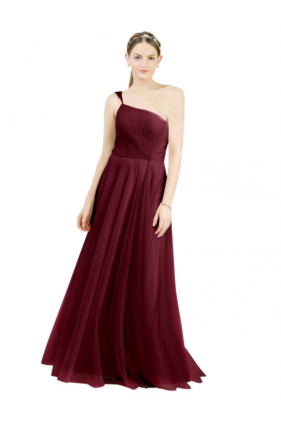 Outlet Sleeveless Tulle A-Line Burgundy Semi Formal Evening Dress Canada