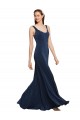 Outlet Sleeveless Stretch Crepe Low Back A-Line Dark Navy Evening Dresses Canada