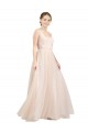 Outlet Sleeveless Tulle Open Back A-Line Pink Semi Formal Evening Dress Canada