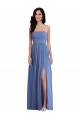 Outlet Sleeveless Soft Chiffon Low Back A-Line Windsor Blue Maxi Evening Dress Canada