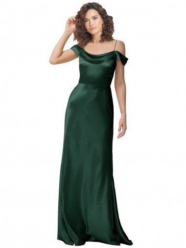 Outlet Sleeveless Stretch Satin V-Back A-Line Hunter Evening Dress Canada