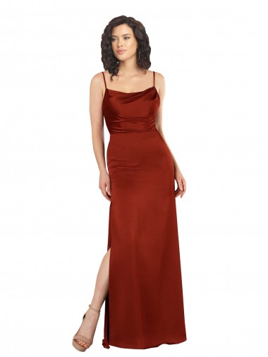 Outlet Sleeveless Silky Satin Low Back A-Line Red Evening Dress Canada