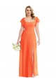 Outlet Flutter Sleeves Soft Chiffon Open Back A-Line Tangerine Tango Maxi Evening Dress Canada