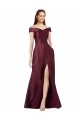 Outlet Cap Sleeves Satin A-Line Burgundy Gold Evening Dress Canada