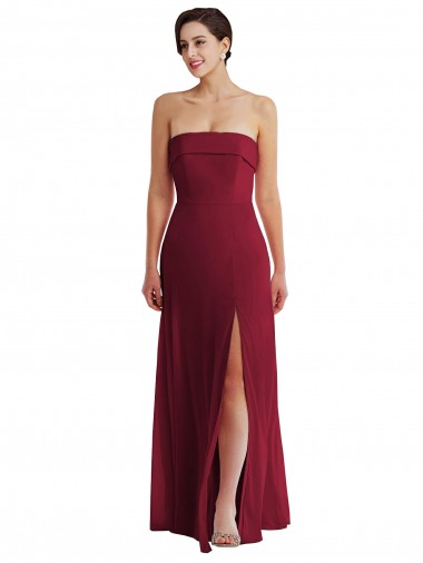Outlet Sleeveless Soft Chiffon Low Back A-Line Burgundy Maxi Evening Dress Canada