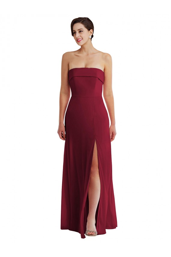 Outlet Sleeveless Soft Chiffon Low Back A-Line Burgundy Maxi Evening Dress Canada