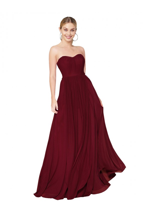 Outlet Sleeveless Soft Chiffon A-Line Burgundy Evening Dress Canada