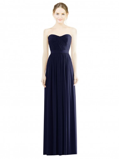 Outlet Sleeveless Soft Chiffon A-Line Dark Navy Evening Dresses Canada