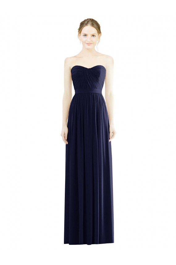 Outlet Sleeveless Soft Chiffon A-Line Dark Navy Evening Dresses Canada