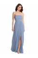 Outlet Sleeveless Soft Chiffon A-Line Dusty Blue Maxi Evening Gown Canada