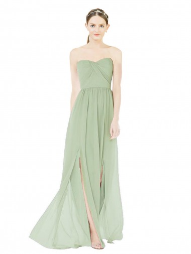 Outlet Sleeveless Soft Chiffon Low Back A-Line Sage Maxi Evening Dress Canada