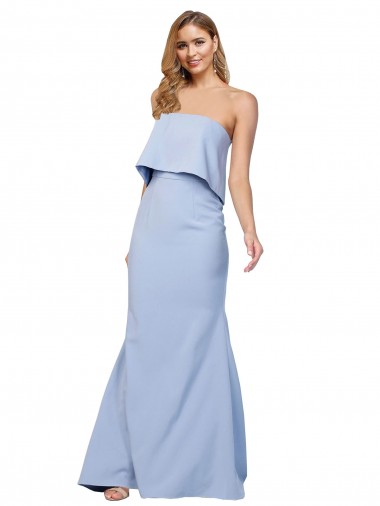 Outlet Sleeveless Stretch Crepe Low Back A-Line Light Sky Blue Evening Dress Canada