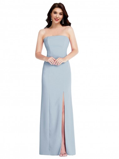 Outlet Sleeveless Stretch Crepe Low Back A-Line Light Sky Blue Maxi Evening Dress Canada