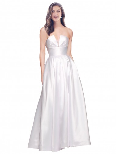 Outlet Sleeveless Stretch Satin Low Back A-Line White Evening Dress Canada