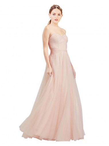 Outlet Sleeveless Tulle Open Back A-Line Pink Semi Formal Evening Gown Canada