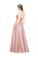 Outlet Sleeveless Stretch Satin Low Back A-Line Evening Gown Canada