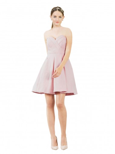 Outlet Sleeveless Satin A-Line Pink Sweetheart Evening Dress Canada