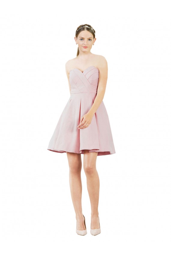 Outlet Sleeveless Satin A-Line Pink Sweetheart Evening Dress Canada