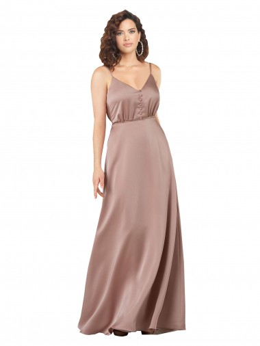 Outlet Sleeveless Silky Satin A-Line Dusty Pink Evening Gown Canada