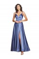 Outlet Sleeveless Silky Satin Low Back A-Line French Blue Sexy Evening Dress Canada