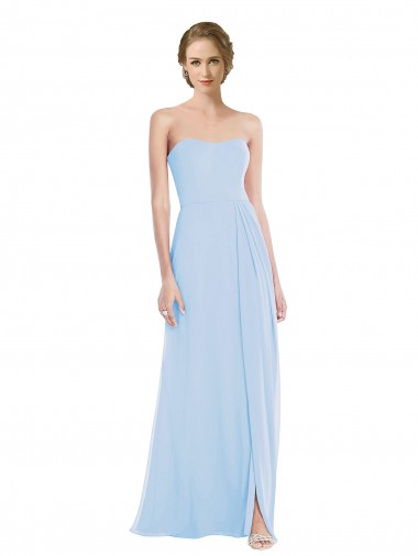 Outlet Sleeveless Soft Chiffon A-Line Light Sky Blue Evening Maxi Dress Canada