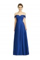 Outlet Cap Sleeves Soft Chiffon A-Line Royal Blue Maxi Evening Dress Canada