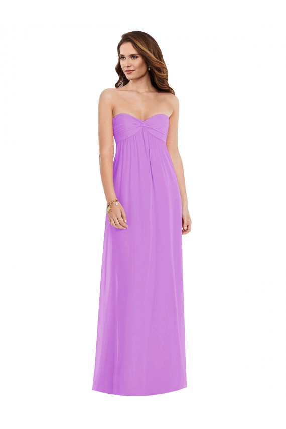 Outlet Sleeveless Soft Chiffon Low Back A-Line Violet Maxi Evening Dress Canada
