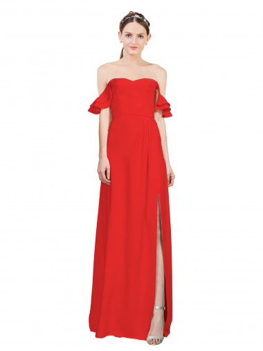 Outlet Sleeveless Stretch Crepe A-Line Red Evening Dress Canada