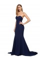 Outlet Sleeveless Stretch Crepe Low Back A-Line Dark Navy Evening Dress Canada