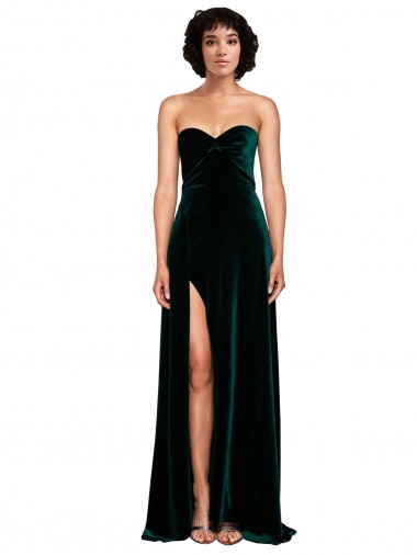 Outlet Sleeveless Stretch Velvet Low Back A-Line Dark Green Semi Formal Evening Dress Canada