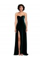 Outlet Sleeveless Stretch Velvet Low Back A-Line Dark Green Semi Formal Evening Dress Canada
