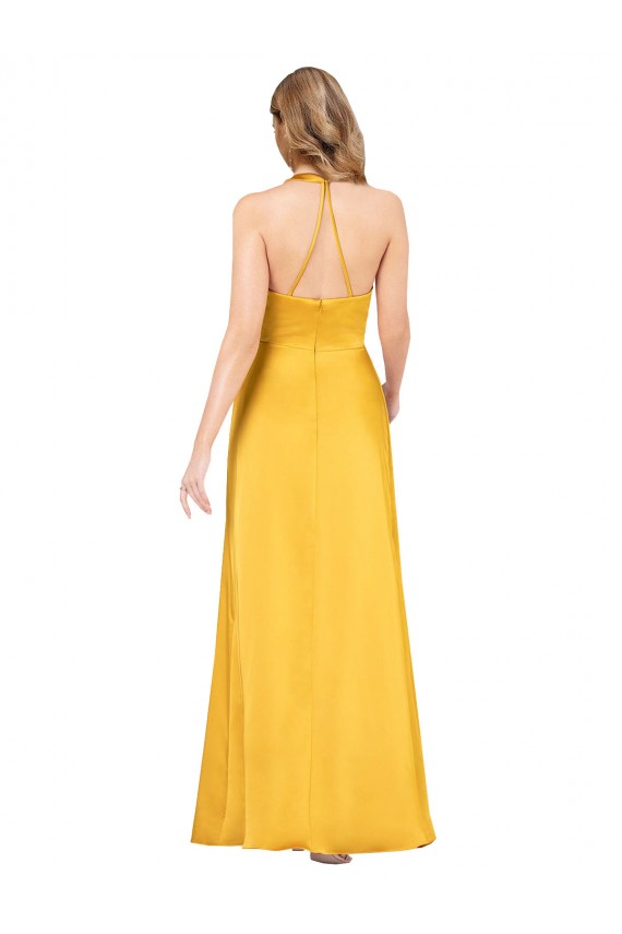 Outlet Sleeveless Silky Satin Open Back A-Line Evening Dress Canada