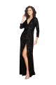 Outlet Long Sleeves Sequin A-Line Black Evening Dress Canada