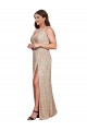 Outlet Sleeveless Sequin A-Line Gold Sexy Plus Size Evening Dress Canada