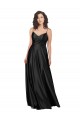 Outlet Sleeveless Silky Satin Low Back A-Line Black V-Neck Evening Dress Canada