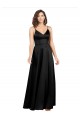 Outlet Sleeveless Silky Satin V-Back A-Line Black Evening Dress Canada
