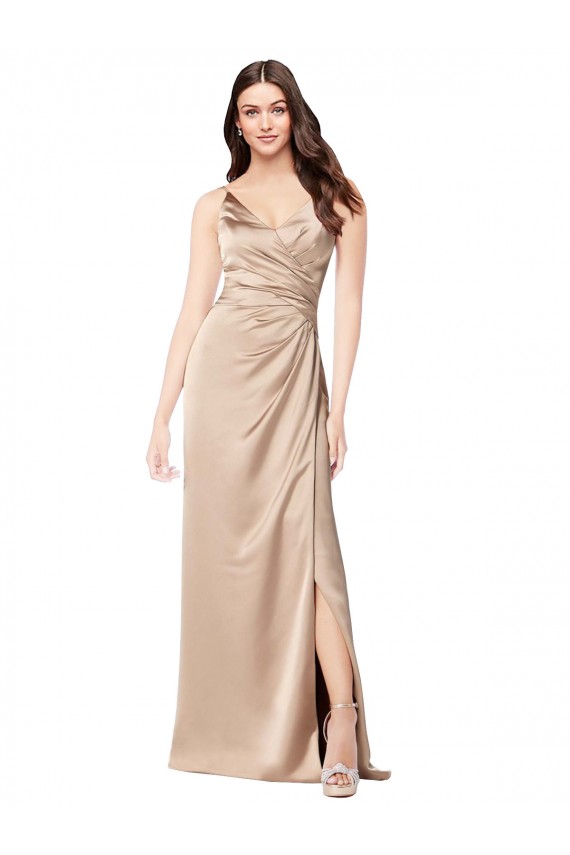 Outlet Sleeveless Silky Satin Low Back A-Line Champagne Pink Evening Dress Canada