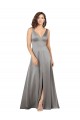 Outlet Sleeveless Silky Satin A-Line Pearl Grey Evening Dress Canada