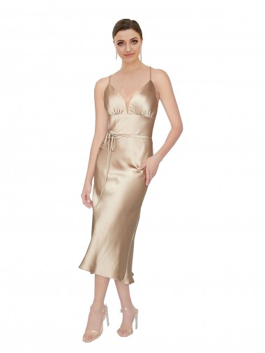 Outlet Sleeveless Silky Satin A-Line Evening Dress Canada