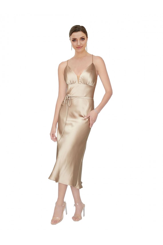 Outlet Sleeveless Silky Satin A-Line Evening Dress Canada