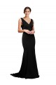 Outlet Sleeveless Silky Satin Low Back A-Line Black Evening Dress Canada
