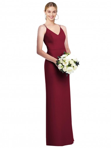 Outlet Sleeveless Chiffon A-Line Burgundy Maxi Evening Dress Canada