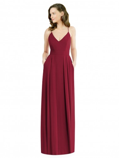 Outlet Sleeveless Soft Chiffon Open Back A-Line Burgundy Maxi Evening Gown Canada