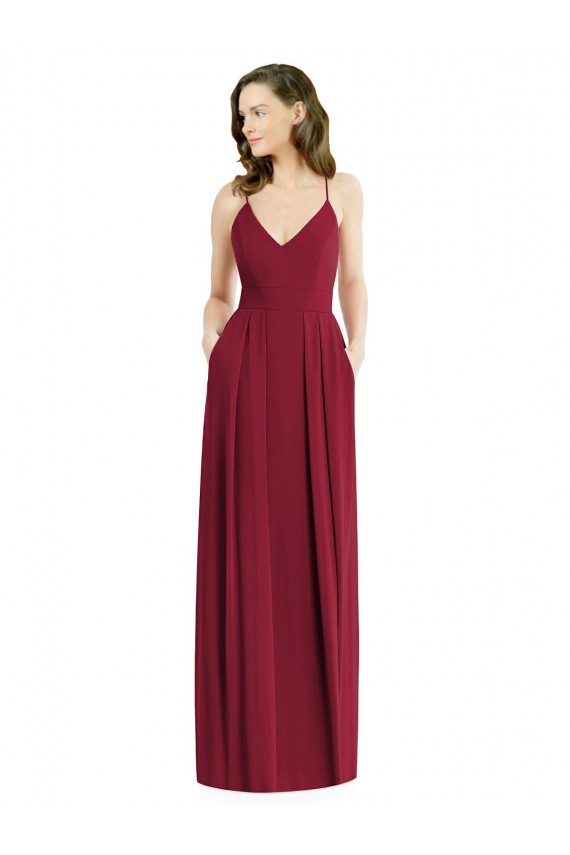 Outlet Sleeveless Soft Chiffon Open Back A-Line Burgundy Maxi Evening Gown Canada