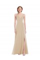 Outlet Sleeveless Soft Chiffon Criss Cross Back A-Line Champagne Maxi Evening Dress Canada