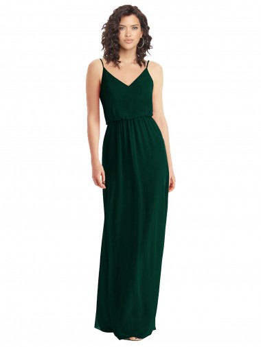 Outlet Sleeveless Soft Chiffon Low Back A-Line Ever Green Maxi Evening Dress Canada