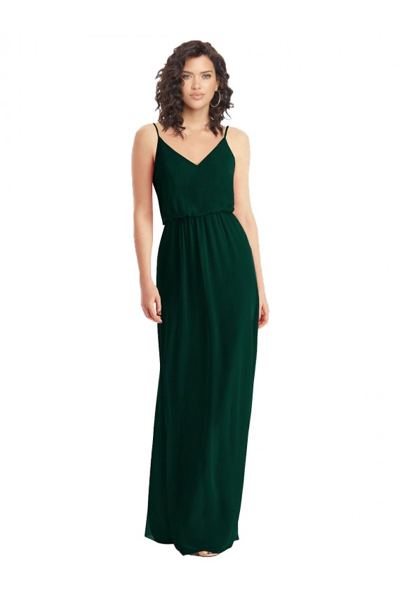 Outlet Sleeveless Soft Chiffon Low Back A-Line Ever Green Maxi Evening Dress Canada
