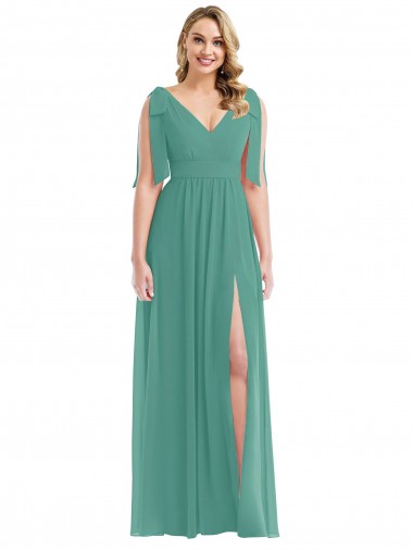 Outlet Sleeveless Soft Chiffon V-Back A-Line Icelandic Silver Maxi Evening Dress Canada